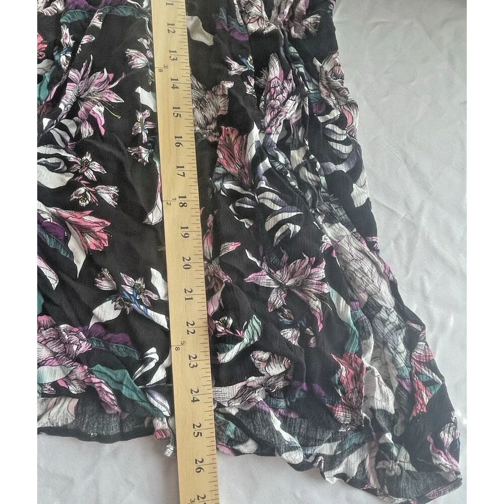 Body Glove Kimono Women OS Floral Print Open Front Black Boho Tropical